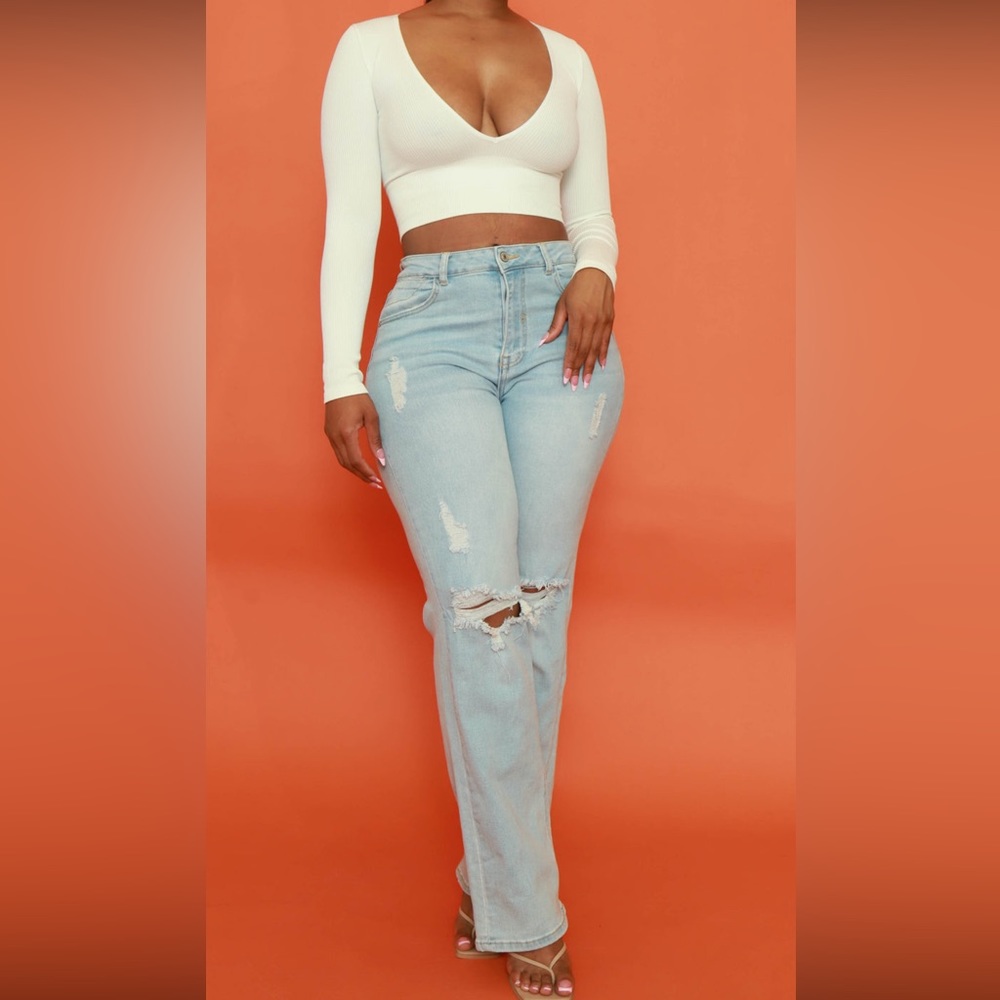 Swank A Posh Talk To Me Distressed Bootcut Jeans -
Light Wash Size-13